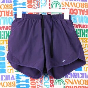 Womens Asics Running Shorts Size M Purple Polyester Back Hip Pockets Lined